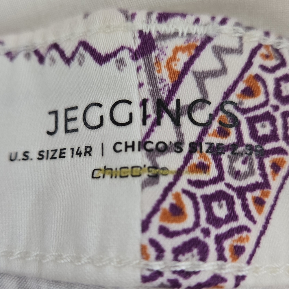 Chico's Purple and Orange Patterned Jeggings - Picture 3 of 3